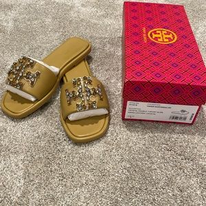 Tory Burch Chrystal Double T Sport Slide